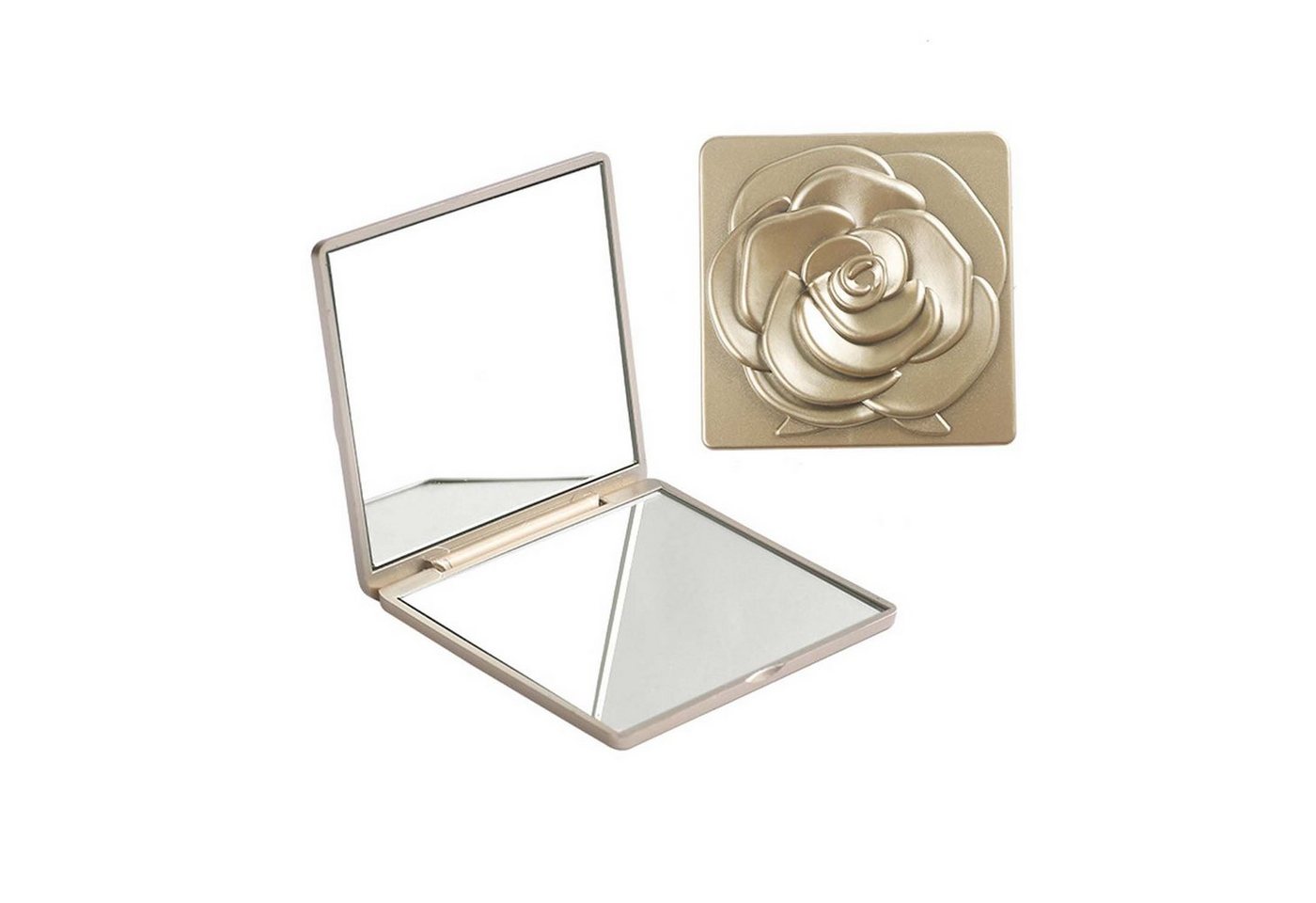 FIDDY Spiegel 2er-Pack Taschenspiegel,faltbarer Mini-Kosmetikspiegel (Satz, 1-St., Eine Seite ist auf der hohen Definition der anderen dreimal+vergrößert), Tragbarer Taschenspiegel,klein,doppelseitig,rund,quadratisch von FIDDY
