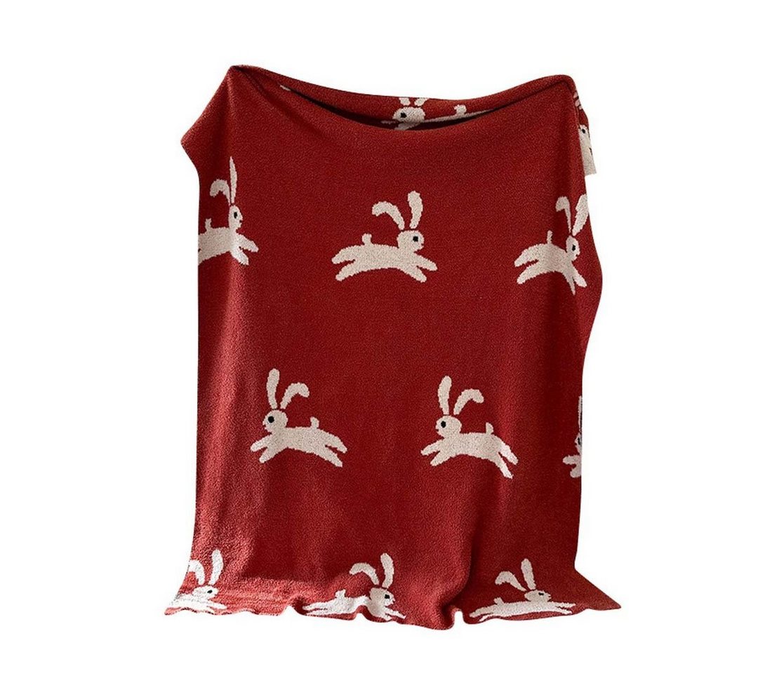 Wohndecke Hasendecke für den Mittagsschlaf, rote Wolldecke, dekorative Decke, FIDDY von FIDDY