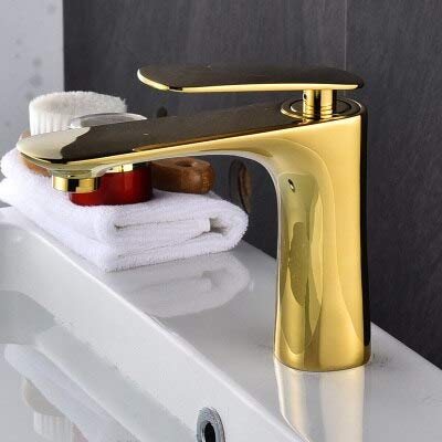 FIDEMM Waschtischarmaturen Hot&Cold Waschbeckenmischer Badezimmer Waschbecken Wasserhahn Messing Gold/Chrom/Weiß/Rot/Schwarz Badezimmer Wasserhahn Kran Waschbecken Wasserhahn (Color : Gold) von FIDEMM