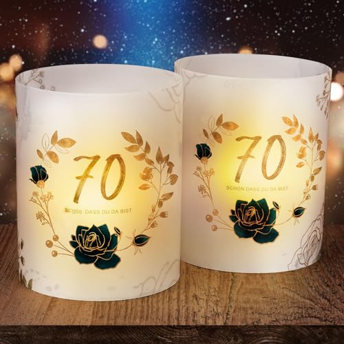 15 Windlicht Tischdeko 70 Geburtstag, Happy Birthday Tischdeko 70. Geburtstag Frauen, Deko 70 Geburtstag Frau Mann, Geeignet für Teelichter (70) von FIDWALL