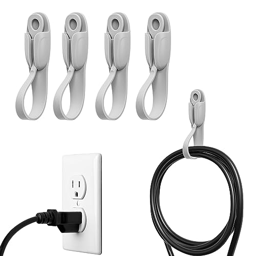 4er-Pack selbstklebende Silikon-Verlängerungskabelhalter,Kabelorganizer Ladegerät Kabelmanagement zur Organisation von Heimbüro-Schreibtischgeräten TV Telefon Auto Draht,Kabelwickelhalter(4PCS Asche) von FIDWALL