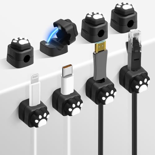 8 PCS magnetische Kabelclips,selbstklebendes magnetisches Kabelmanagement,Kabel Organizer,Schreibtisch aufgeräumter Organiser,netter Kabelhalter für USB-Ladekabel (Schwarz-8PCS) von FIDWALL