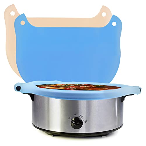 FIDWALL 2 Stück Slow Cooker Liner (geeignet für 6-8 Liter) Wiederverwendbare Silikon Einlagen BPA frei für Oval oder Rundtopf, spülmaschinengeeignet (blau + Milchtee) von FIDWALL