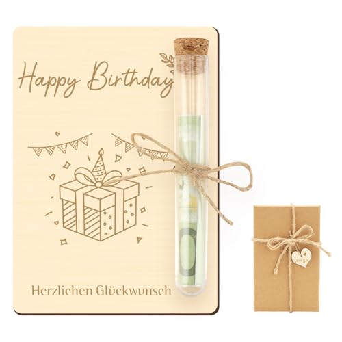 FIDWALL Holz Geldgeschenkgutschein Portemonnaie mit Trinkhalm und Geschenkbox Geldgeschenke Geldgeschenk Geld Geschenke Geburtstag (Geburtstag) von FIDWALL