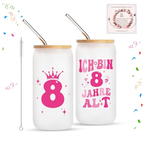 FIDWALL Mädchen Geschenke,Mädchen,16 Unzen Mason Cup und modisches Silikonarmband (8 Jahre alt) von FIDWALL