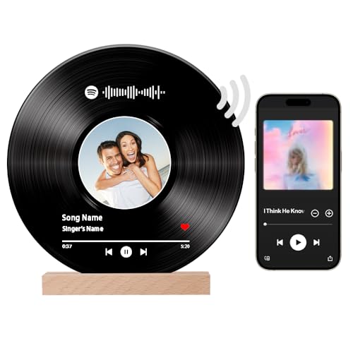 FIDWALL NFC-fähige Spotify Glasplatte,Farbenfrohe Acryl-Musiktafel,spotify glas personalisiert,personalisierte geschenke,Individuelle Spotify Glasplatte mit Bild (Schallplatte 6x6 Zoll) von FIDWALL