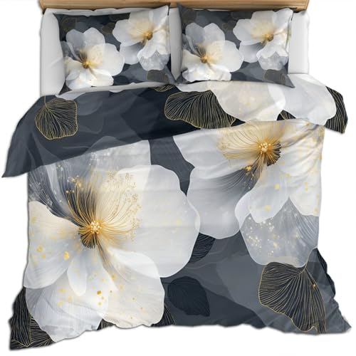 Blumen Bettwäsche Sets mit Kissenbezügen Dunkelgrauer Bettbezüge 240 X 220 cm Floraler Bettbezug Blatt Bettdeckenbezüge Weiche Mikrofaser Eleganter Bettbezug Blumen Bettwäsche Sets mit Kissenbezügen Dunkelgrauer Bettbezüge 240 X 220 cm Floraler Bettbezug Blatt Bettdeckenbezüge Weiche Mikrofaser Eleganter Bettbezug von FIEMAR