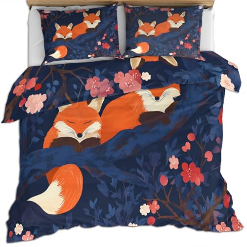 FIEMAR Fuchs Bettwäsche Set für Herren 260 X 220 cm Dunkelblauer Bettbezüge Blumen Bettwäsche Set für Herren Bettbezug mit Blättern Weiche Mikrofaser Naturtier Bettbezug und Kissenbezug FIEMAR Fuchs Bettwäsche Set für Herren 260 X 220 cm Dunkelblauer Bettbezüge Blumen Bettwäsche Set für Herren Bettbezug mit Blättern Weiche Mikrofaser Naturtier Bettbezug und Kissenbezug von FIEMAR