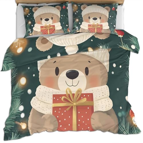 FIEMAR Niedliche 140 X 210 cm Bettwäsche Sets für Jungen Bettbezug mit Cartoon Bär Dunkelgrün Bettset für Mädchen Bettbezüge mit Kiefernbaummotiv Weicher Mikrofaser Bettbezug und Kissenbezug FIEMAR Niedliche 140 X 210 cm Bettwäsche Sets für Jungen Bettbezug mit Cartoon Bär Dunkelgrün Bettset für Mädchen Bettbezüge mit Kiefernbaummotiv Weicher Mikrofaser Bettbezug und Kissenbezug von FIEMAR