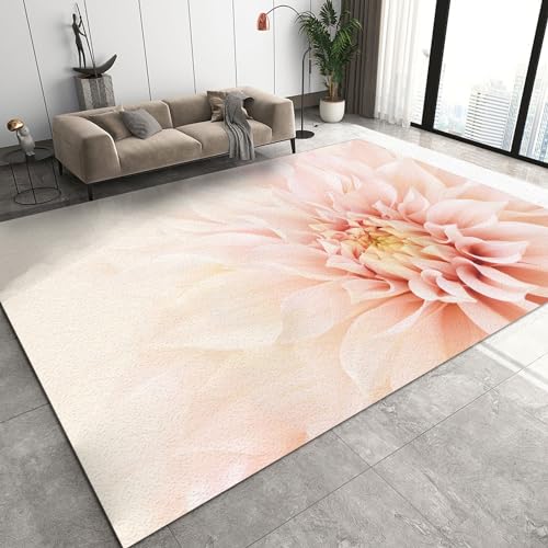 FIEMAR Teppiche mit rosa Blumenpflanzen, modischer, einfacher Raumteppich, Bedruckte Teppiche, leicht zu reinigen, maschinenwaschbar, für Wohnzimmer, Esszimmer, Schlafzimmer, Badezimmer-160 x 220 cm von FIEMAR
