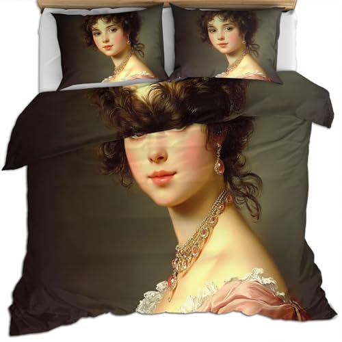 FIEMAR Weibliches Portrait Kinder Bettwäsche Set Elegantes 260X220cm Bettset Männer Mädchen Bettbezug Dunkle Bettdeckenbezüge Weiche Mikrofaser Retro Bettbezug & Kissenbezug FIEMAR Weibliches Portrait Kinder Bettwäsche Set Elegantes 260X220cm Bettset Männer Mädchen Bettbezug Dunkle Bettdeckenbezüge Weiche Mikrofaser Retro Bettbezug & Kissenbezug von FIEMAR