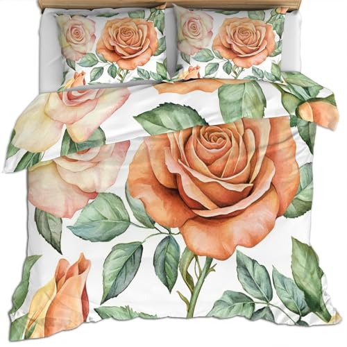 Rosen Bettwäsche Sets 140 X 210 cm Aquarell Rosenblüten Bettbezüge Blätter und Zweige Bettbezug Eleganter Floraler Bettbezug mit Reißverschluss Weiche Mikrofaser Natur Bettset mit Kissenbezügen Rosen Bettwäsche Sets 140 X 210 cm Aquarell Rosenblüten Bettbezüge Blätter und Zweige Bettbezug Eleganter Floraler Bettbezug mit Reißverschluss Weiche Mikrofaser Natur Bettset mit Kissenbezügen von FIEMAR