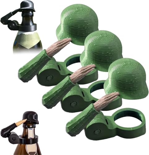 Bierflaschenhelm mit Soldatengruß, Salut Bierflaschen Helm Flaschenverschlüsse,Soldat Salute Bier Flasche Helm,Wiederverwendbarer Flaschenverschluss für Bier von FIENZA