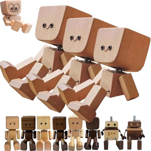 FIENZA Schüttelmann Holz,Wackelfigur Auto Wackelnder Holzmann,Schüttelmann Auto Charmante Kleine Holzfigur mit Magnetischen Gesichtsausdrücke Ausdrücke (3pcs) von FIENZA