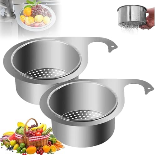 Siebkorb Spüle Edelstahl Schwanförmiger Sdelstahl Siebkorb Multi-Functional Drain Basket Edelstahl Sieb Für Spüle Sieb Edelstahl Neuest Siebkorb aus Edelstahl für Küche Müll (A(2PCS)) von FIENZA