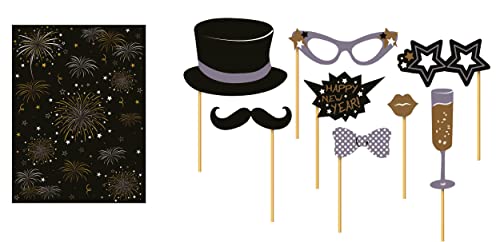 FIESTAS GUIRCA Set mit 8 Fiszi Photo Booth Props Capodanno mit Hintergrund von FIESTAS GUIRCA