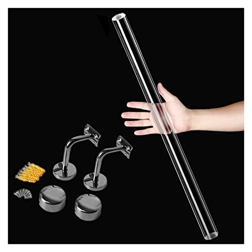 Treppenhandlauf aus transparentem Acryl in individueller Länge – rutschfestes, wandmontiertes Geländer for den Innen- und Außenbereich (0,5–6 m)(Silver Brackets,600cm(20ft)) von FIEYYU