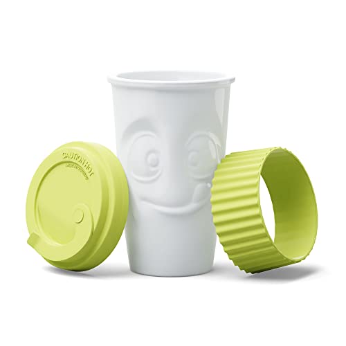FIFTYEIGHT PRODUCTS / Becher ToGo „Lecker“ (Porzellan, 400ml, Limette, Made in Germany) von FIFTYEIGHT PRODUCTS