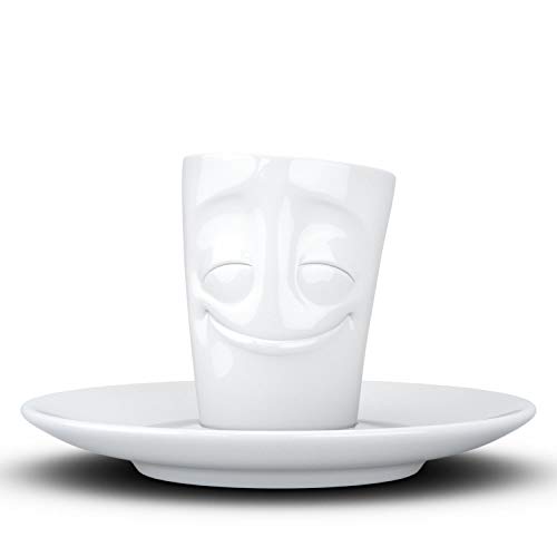 FIFTYEIGHT PRODUCTS / Espresso-Mug mit Henkel „Grummelig“ (Porzellan, 80 ml, Weiß, Made in Germany) von FIFTYEIGHT PRODUCTS