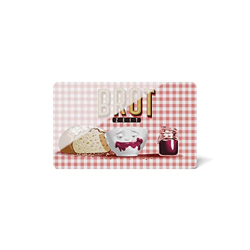 FIFTYEIGHT PRODUCTS / Frühstücksbrettchen „Brotzeit“ (Resopal, 23,4cm x 14,3cm, 0,5cm; Hintergrund: Rot-Weiß Karriert, Made in Germany) von FIFTYEIGHT PRODUCTS