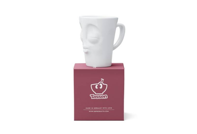 FIFTYEIGHT PRODUCTS Becher Henkelbecher Küssend in weiß, 350 ml Kaffeebecher, Hartporzellan, Spülmaschinenfest und Mikrowellengeeignet von FIFTYEIGHT PRODUCTS