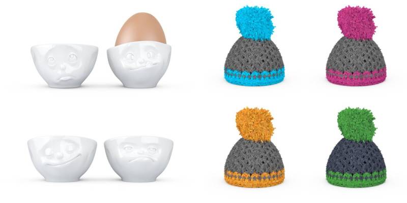 FIFTYEIGHT PRODUCTS Eierbecher Eierbecher-Sets Nr. 2 + 3 - inkl. Mützen - Och bitte/Lecker + Glücklic, (1-tlg) von FIFTYEIGHT PRODUCTS