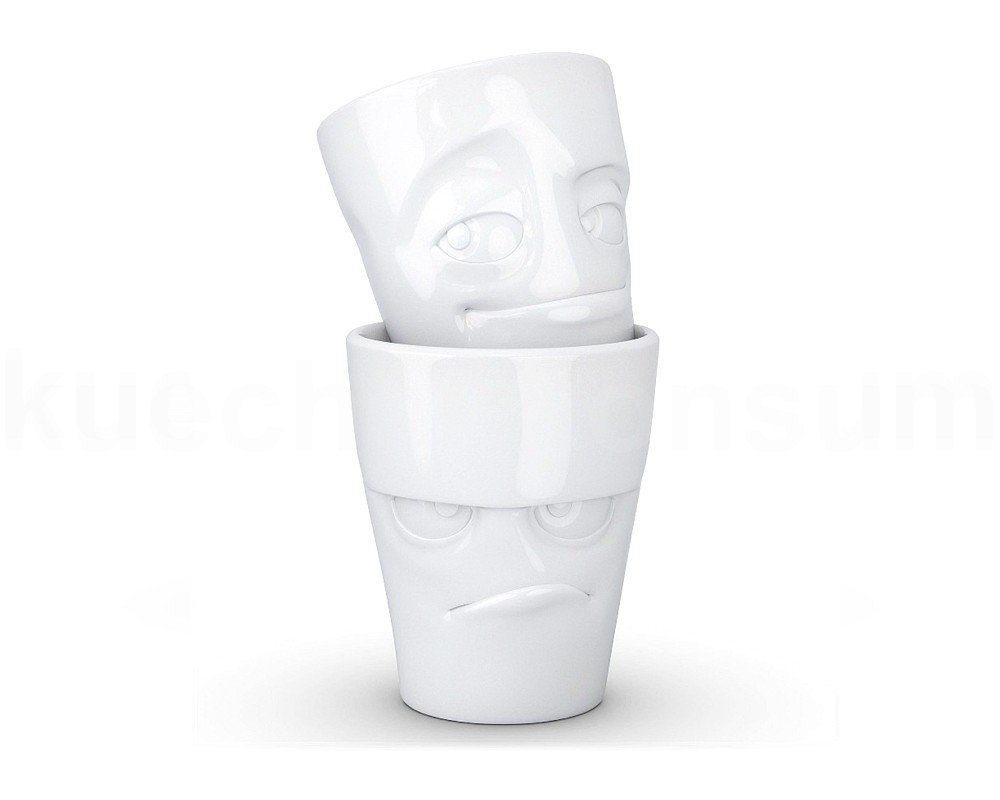 FIFTYEIGHT PRODUCTS Frühstücks-Geschirrset TV Tasse Becher Set 27.01 grummelig und verschmitzt weiß, TV Tasse Becher Set 27 weiß von FIFTYEIGHT PRODUCTS