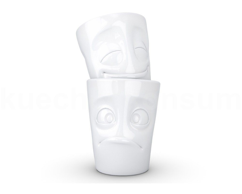 FIFTYEIGHT PRODUCTS Frühstücks-Geschirrset TV Tasse Becher Set 28.01 vergnügt und verdutzt weiß, TV Tasse Becher Set 28 vergnügt und verdutzt weiß von FIFTYEIGHT PRODUCTS