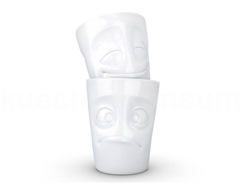 FIFTYEIGHT PRODUCTS Frühstücks-Geschirrset TV Tasse Becher Set 28.01 vergnügt und verdutzt weiß, TV Tasse Becher Set 28 vergnügt und verdutzt weiß von FIFTYEIGHT PRODUCTS