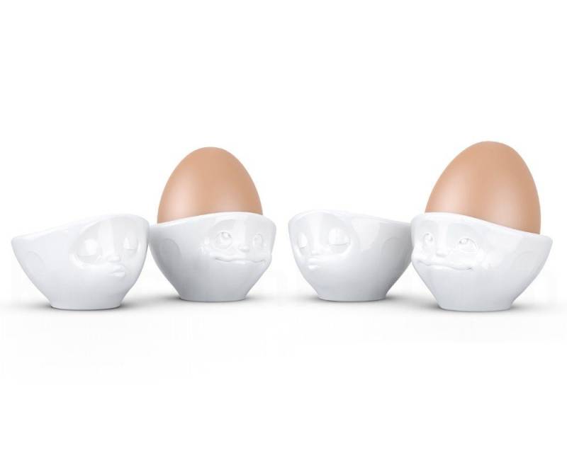 FIFTYEIGHT PRODUCTS Frühstücks-Geschirrset TV Tasse Eierbecher 51.51 Küssend und Verträumt weiß von FIFTYEIGHT PRODUCTS