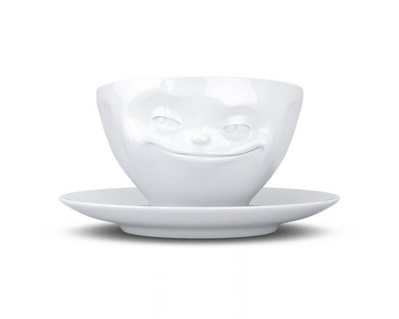 FIFTYEIGHT PRODUCTS Frühstücks-Geschirrset TV Tasse Kaffeetasse 41.01 Grinsend mit Untertasse weiß, TV Tasse Kaffeetasse 41 Grinsend mit Untertasse weiß von FIFTYEIGHT PRODUCTS