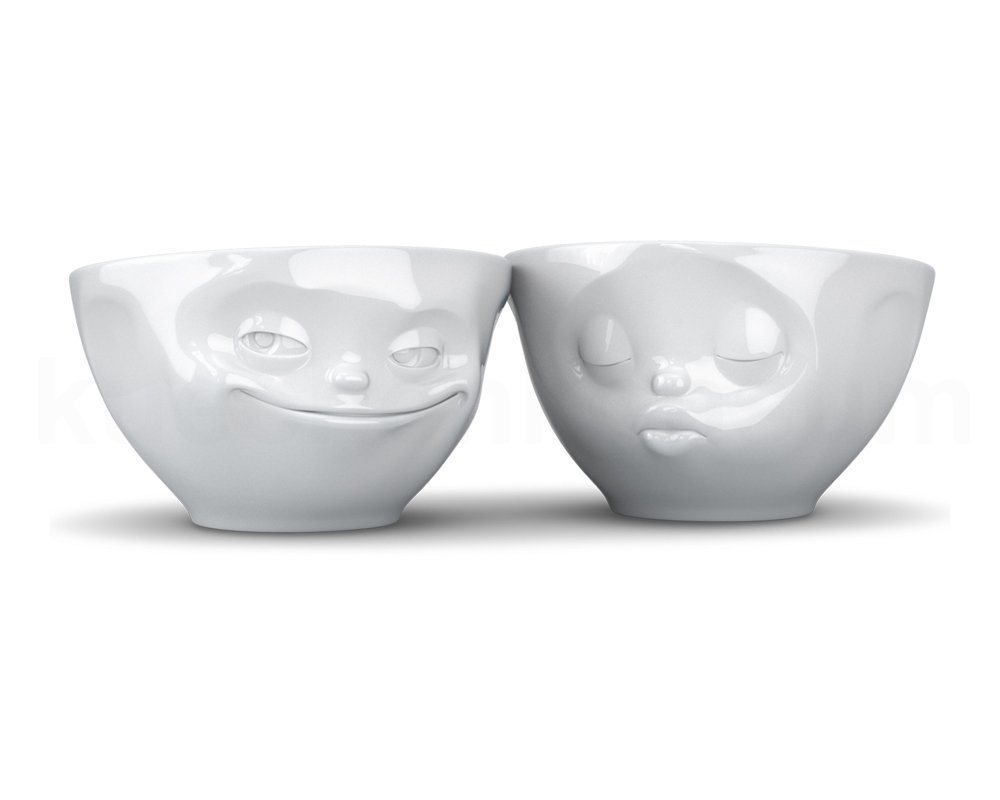 FIFTYEIGHT PRODUCTS Frühstücks-Geschirrset TV Tasse Schälchen-Set 22.01 Küssend und Grinsend mittel weiß, TV Tasse Schälchen-Set 22 Küssend und Grinsend mittel weiß von FIFTYEIGHT PRODUCTS