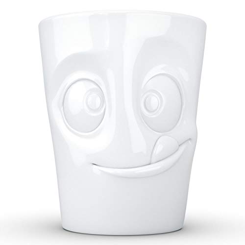FIFTYEIGHT PRODUCTS / Henkelbecher „Lecker (Porzellan, 350 ml, Weiß, Made in Germany) von FIFTYEIGHT PRODUCTS