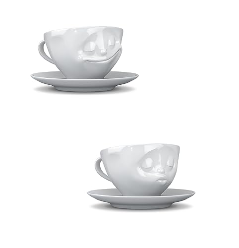FIFTYEIGHT PRODUCTS Kaffeetassen 2er Set + Servietten, 200 ml, KÜSSEND+GLÜCKLICH von Senhorita