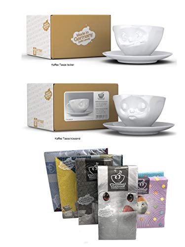 FIFTYEIGHT PRODUCTS Kaffeetassen 2er Set + Servietten, 200 ml, LECKER+KÜSSEND von FIFTYEIGHT PRODUCTS