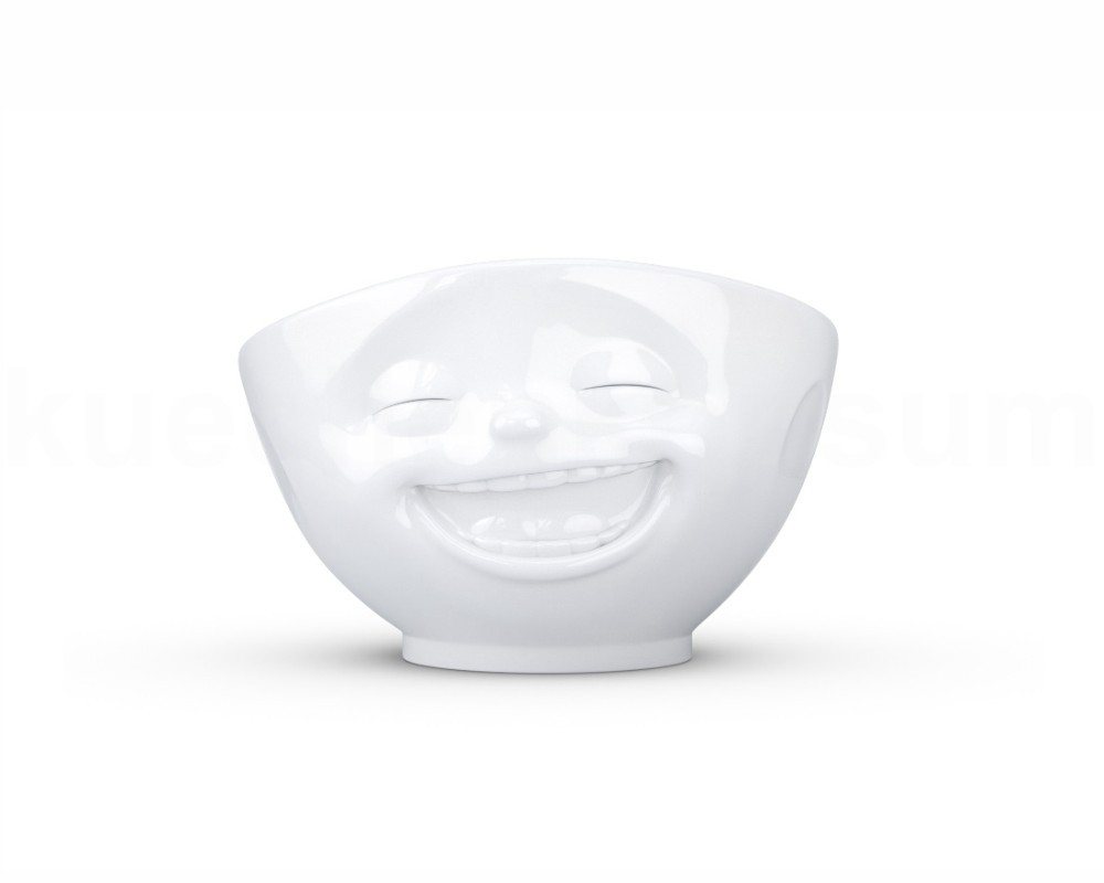FIFTYEIGHT PRODUCTS Frühstücks-Geschirrset TV Tasse Schale 07.01 lachend 500 ml weiß (1-tlg), Porzellan, bruchsicherer Hotelqualität, geschliffener Fuß, glasierter Mundrand von FIFTYEIGHT PRODUCTS