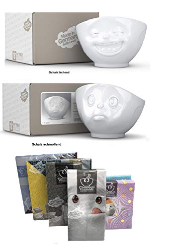 FIFTYEIGHT PRODUCTS Schalen 2er Set + Servietten, 500 ml, LACHEND+SCHMOLLEND von FIFTYEIGHT PRODUCTS