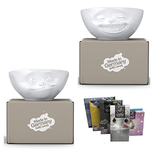 FIFTYEIGHT PRODUCTS Fiftyeight Products Schüsseln 2er-Set mit Servietten, 350 ml Lachend und lecker von FIFTYEIGHT PRODUCTS