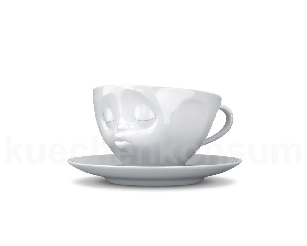 FIFTYEIGHT PRODUCTS Frühstücks-Geschirrset TV Tasse Kaffeetasse 42.01 Küssend mit Untertasse weiß, TV Tasse Kaffeetasse 42 Küssend mit Untertasse weiß von FIFTYEIGHT PRODUCTS
