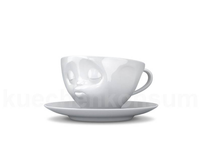 FIFTYEIGHT PRODUCTS Frühstücks-Geschirrset TV Tasse Kaffeetasse 42.01 Küssend mit Untertasse weiß, TV Tasse Kaffeetasse 42 Küssend mit Untertasse weiß von FIFTYEIGHT PRODUCTS