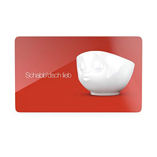 FIFTYEIGHT PRODUCTS / Tassen / Frühstücksbrettchen „Schabbdichlieb" ( Resopal, 14x23x1 cm, Rot-Weiß, Made in Germany) von FIFTYEIGHT PRODUCTS
