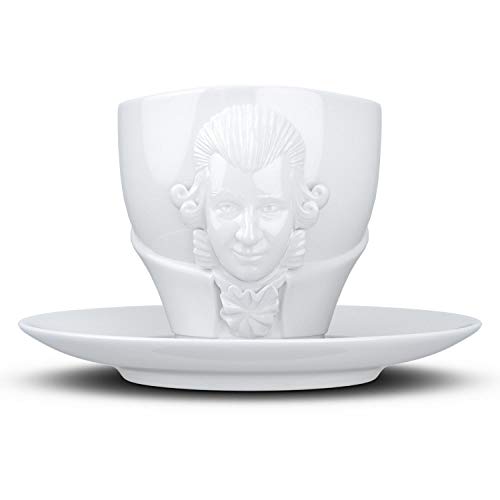 FIFTYEIGHT PRODUCTS / Talent / Kaffeetasse mit Untertasse „Amadeus Mozart“- Portrait (Porzellan, 260ml, weiß, Made in Germany) von FIFTYEIGHT PRODUCTS