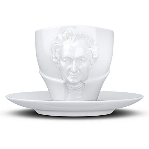 FIFTYEIGHT PRODUCTS / Talent / Kaffeetasse mit Untertasse „Wolfang von Goethe“- Portrait (Porzellan, 260ml, weiß, Made in Germany) von FIFTYEIGHT PRODUCTS