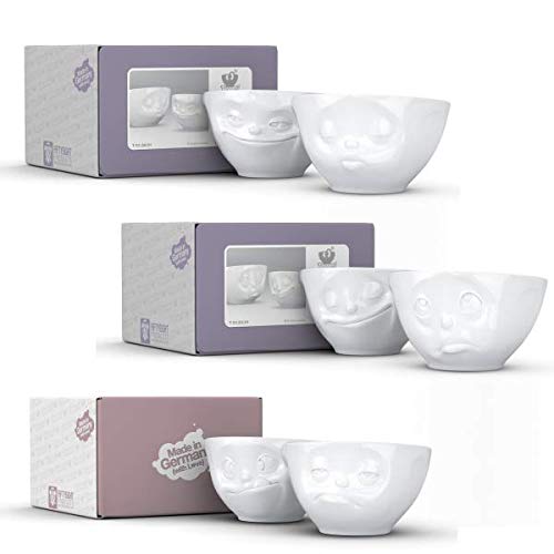 Fiftyeight mittleres 6er Schälchenset GLÜCKLICH & OCH BITTE & GRINSEND & KÜSSEND & LECKER & VERPENNT | weiß von FIFTYEIGHT PRODUCTS