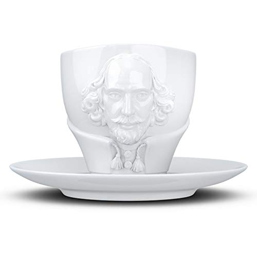 FIFTYEIGHT PRODUCTS / Talent / Kaffeetasse mit Untertasse „Shakespeare“- Portrait (Porzellan, 260ml, weiß, Made in Germany) von FIFTYEIGHT PRODUCTS