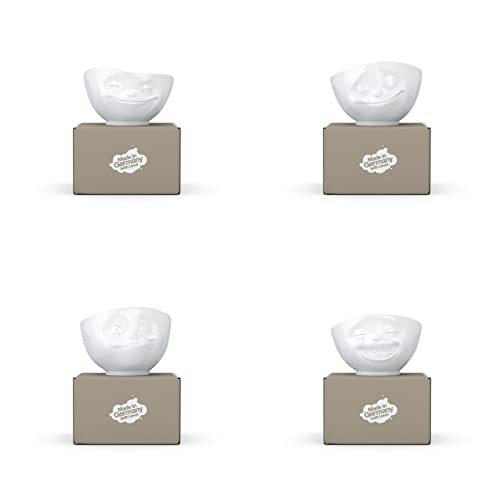 XL Schalen-Set 4-tlg. Grinsend/Glücklich/Lecker/Lachend - weiß - FIFTYEIGHT - 1000 ml - Müslischale Suppenschale Salatschale von FIFTYEIGHT PRODUCTS