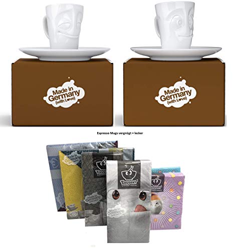 henger-mauk Fiftyeight Espressotassen Espresso Mug 2er Set + SERVIETTEN, 80 ml, VERGNÜGT+LECKER E Mugs 2 von FIFTYEIGHT PRODUCTS