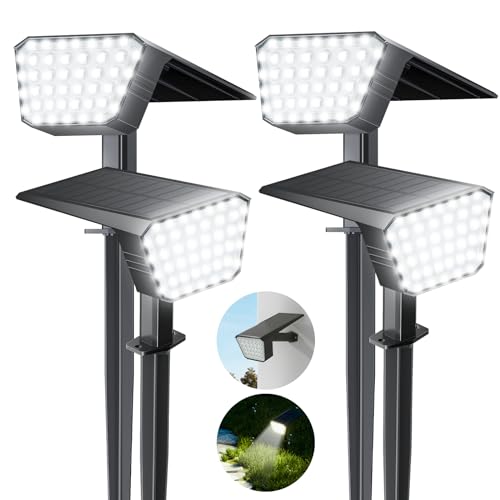 FIFlying Solarlampen für Außen, 4 Stück Kaltweiß Solarleuchte, Garten LED Solarstrahler, IP65 Wasserdicht Solar Gartenleuchte für Rasen, Hof, Wege, Garten, Außen, Beleuchtung der Garageneinfahrt von FIFlying