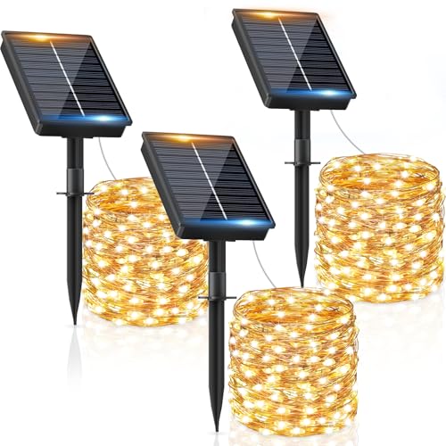 Solar Lichterkette Aussen, 3x12M 120 LED Solarlichterkette Außen Wetterfest 8 Modi IP65 Wasserdicht, Solar Lichterkette Outdoor für Balkon Balcony Garten Terrasse Zaun Camping Tor Hof Party Hochzeit von FIFlying