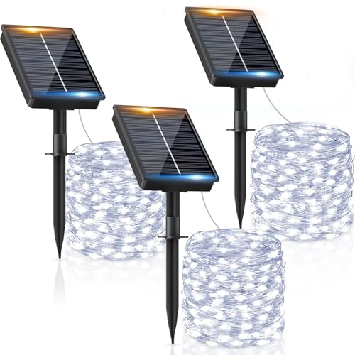 Solar Lichterkette Aussen, 3x12M 120 LED Solarlichterkette Außen Wetterfest 8 Modi IP65 Wasserdicht Solar Lichterkette Outdoor für Balkon Balcony Garten Terrasse Zaun Camping Tor Hof Party Hochzeit von FIFlying